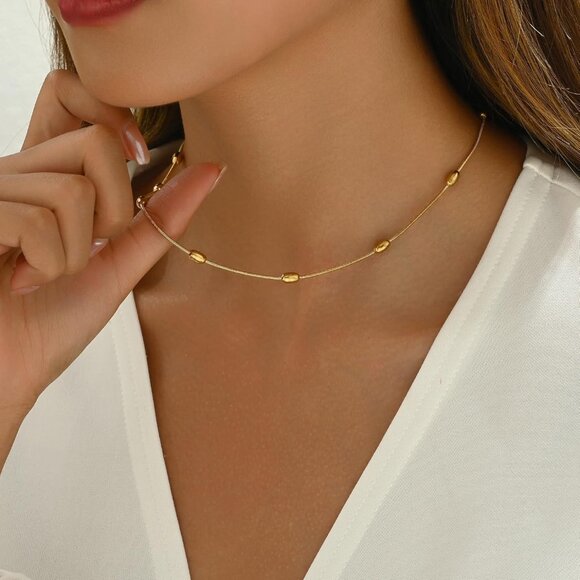Minimalist Gold Chain Necklace for Women - 18K Plated Adjustable Layered Jewelry - Picture 2 of 7